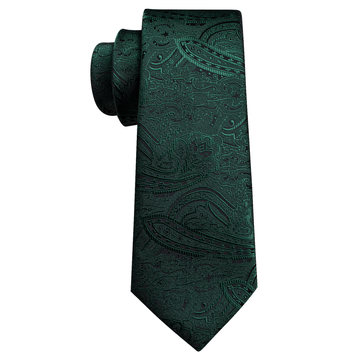 Green Jacquard Paisley Silk Tie, Pocket Square and Cufflinks Set tie sets - Sophisticated Gentlemen