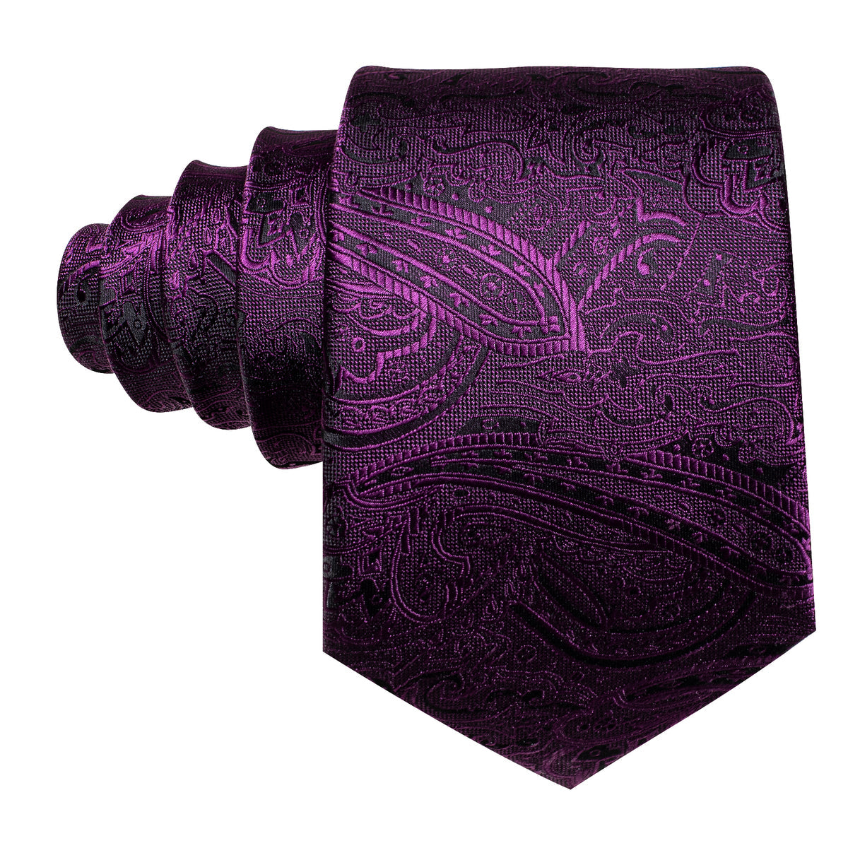 Purple Azalea Paisley Silk Tie, Pocket Square and Cufflinks Set tie sets - Sophisticated Gentlemen