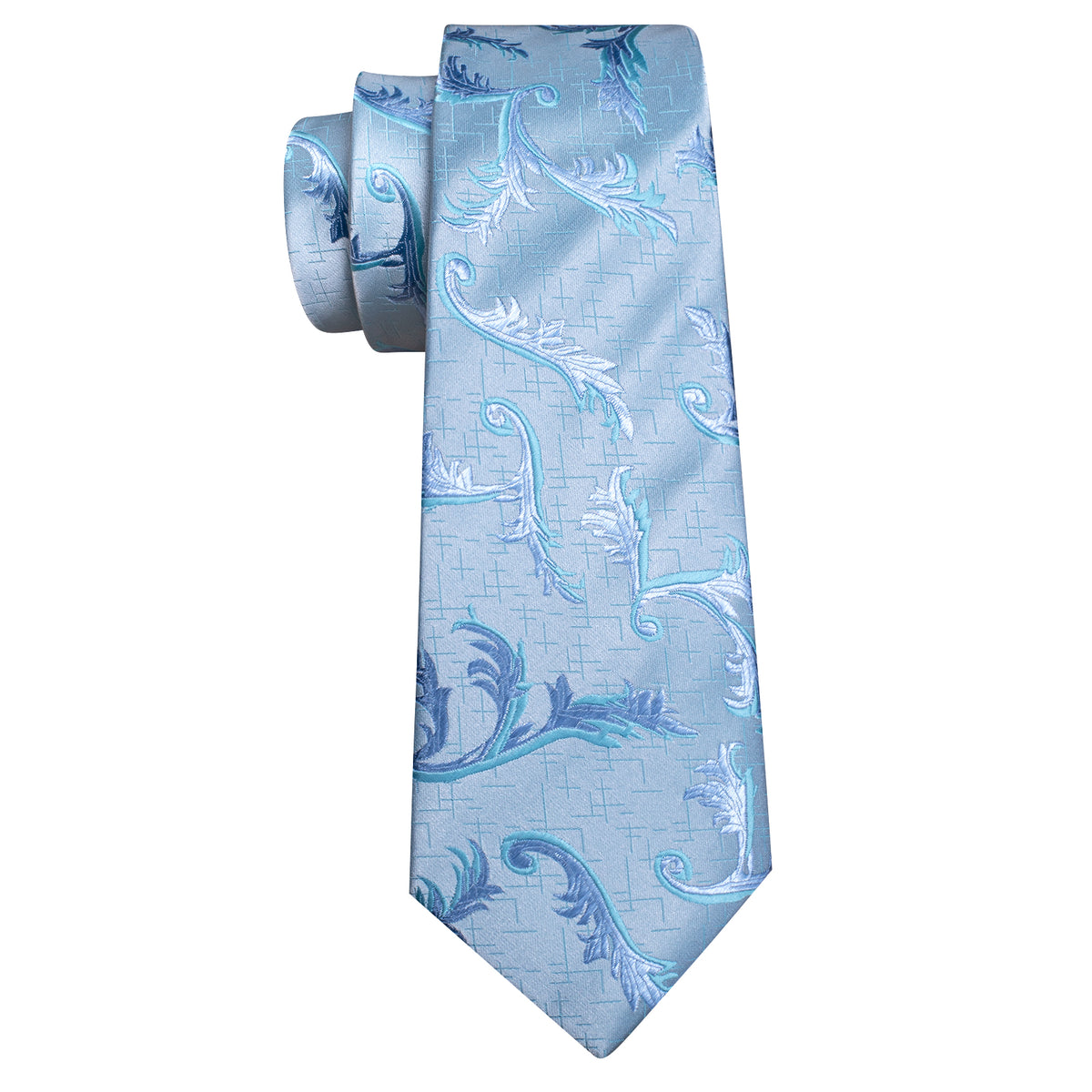 Arctic Blue Floral Tie Set with Pocket Square & Cufflinks tie sets - Sophisticated Gentlemen