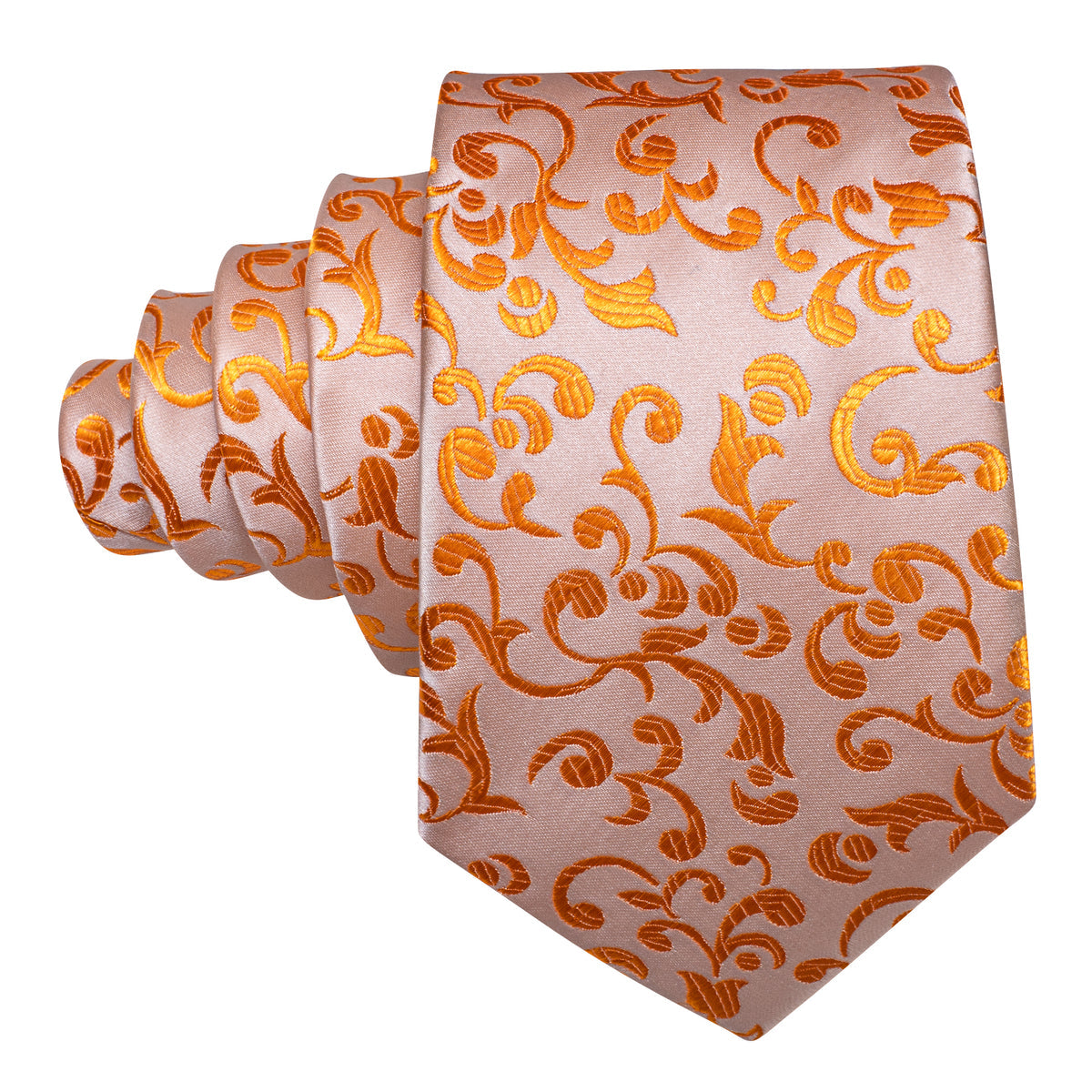 Pink Orange Floral Silk Tie, Pocket Square and Cufflinks Set tie sets - Sophisticated Gentlemen