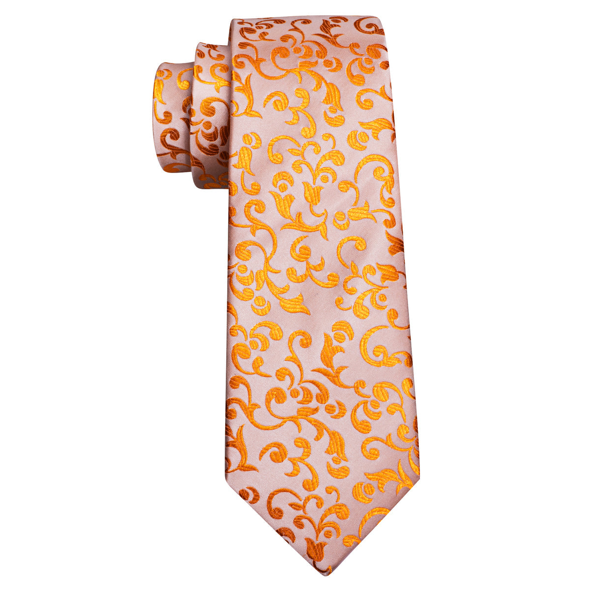 Pink Orange Floral Silk Tie, Pocket Square and Cufflinks Set tie sets - Sophisticated Gentlemen