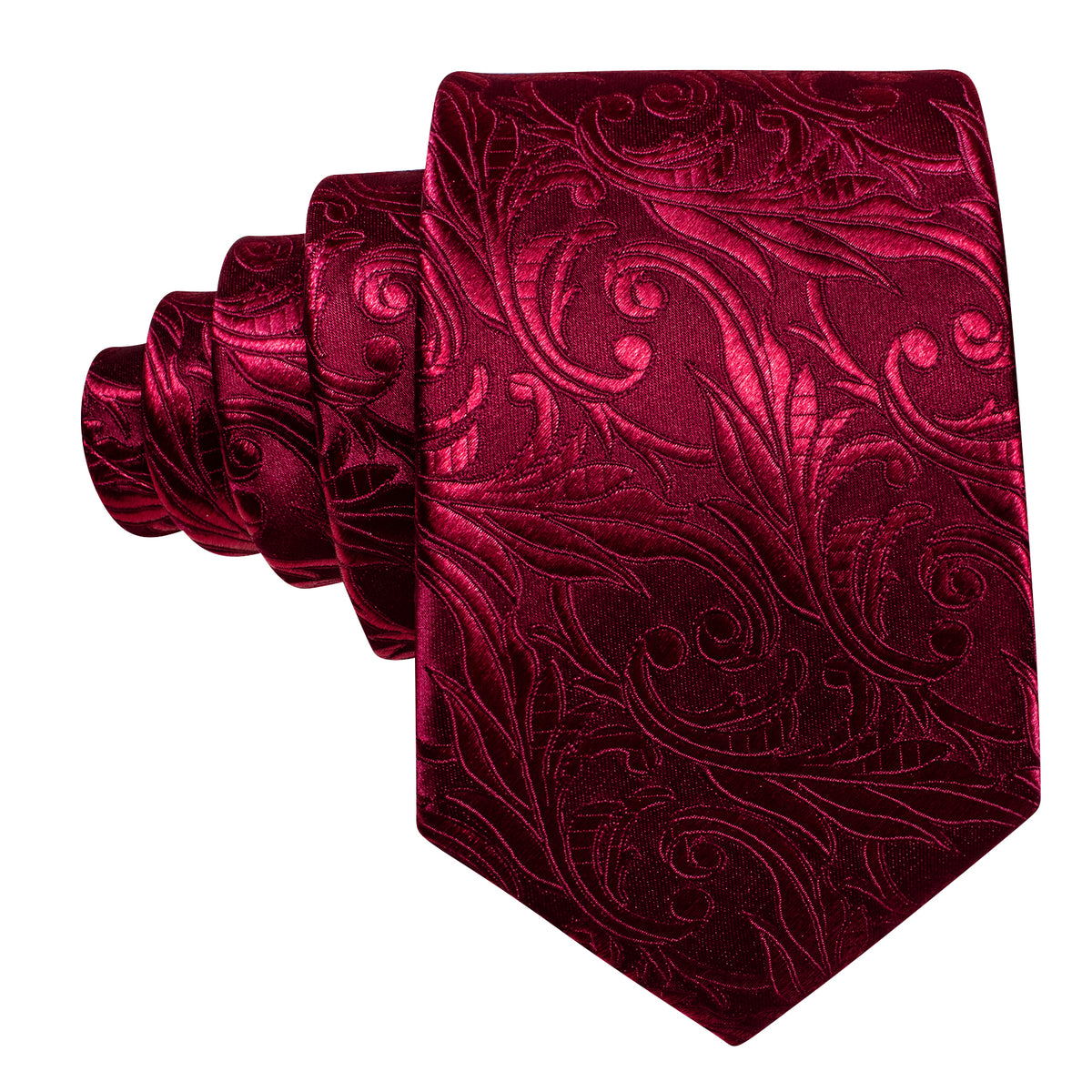 Dark Red Tie Paisley Silk Tie, Pocket Square and Cufflinks Set tie sets - Sophisticated Gentlemen