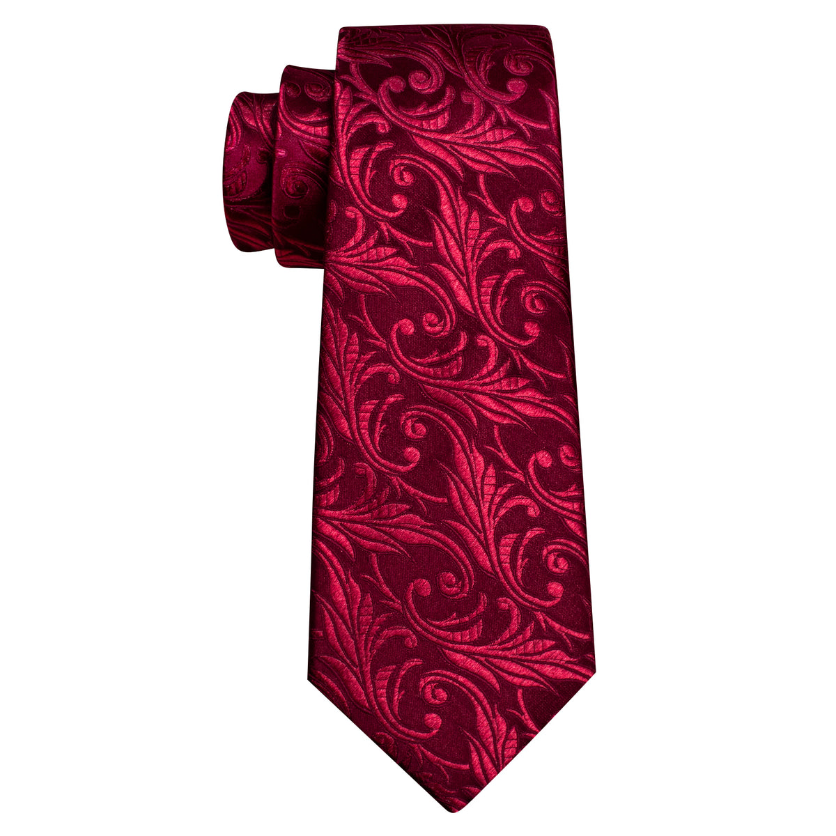 Dark Red Tie Paisley Silk Tie, Pocket Square and Cufflinks Set tie sets - Sophisticated Gentlemen