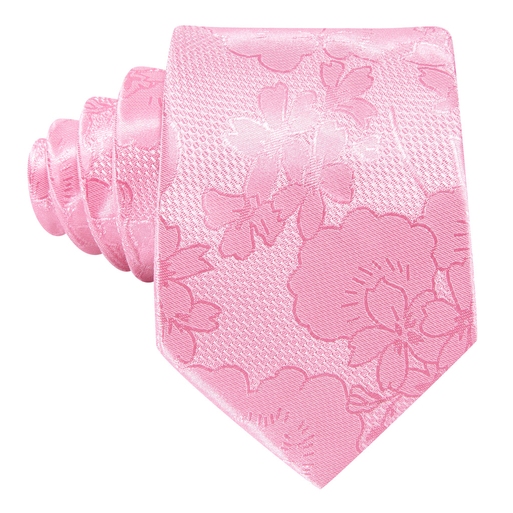 Bright Pink Flower Silk Tie, Pocket Square and Cufflinks Set tie sets - Sophisticated Gentlemen