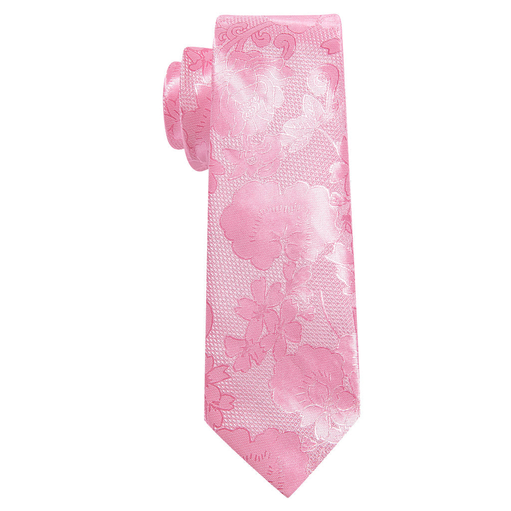 Bright Pink Flower Silk Tie, Pocket Square and Cufflinks Set tie sets - Sophisticated Gentlemen