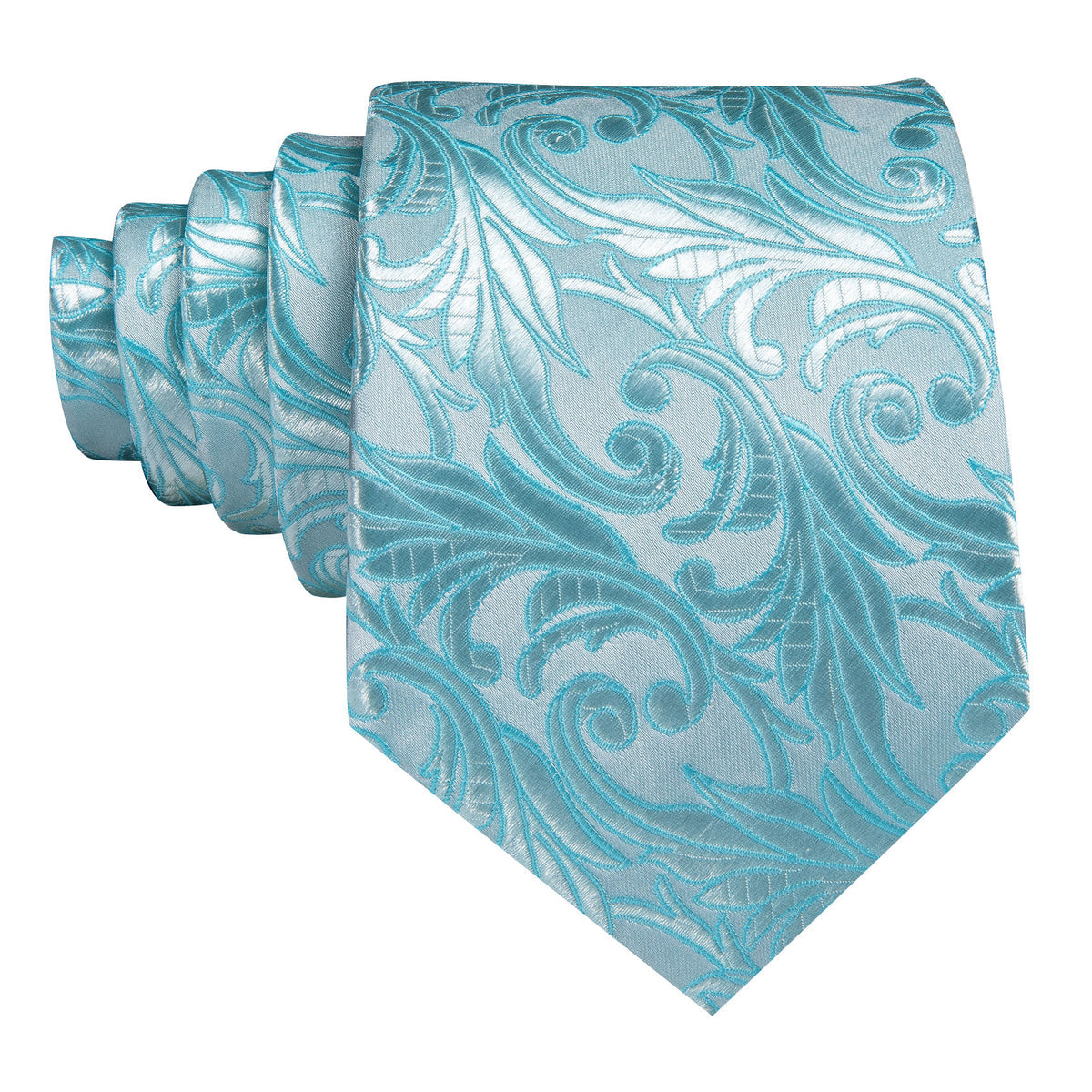 Floral Sea Foam Silk Tie, Pocket Square and Cufflinks Set tie sets - Sophisticated Gentlemen