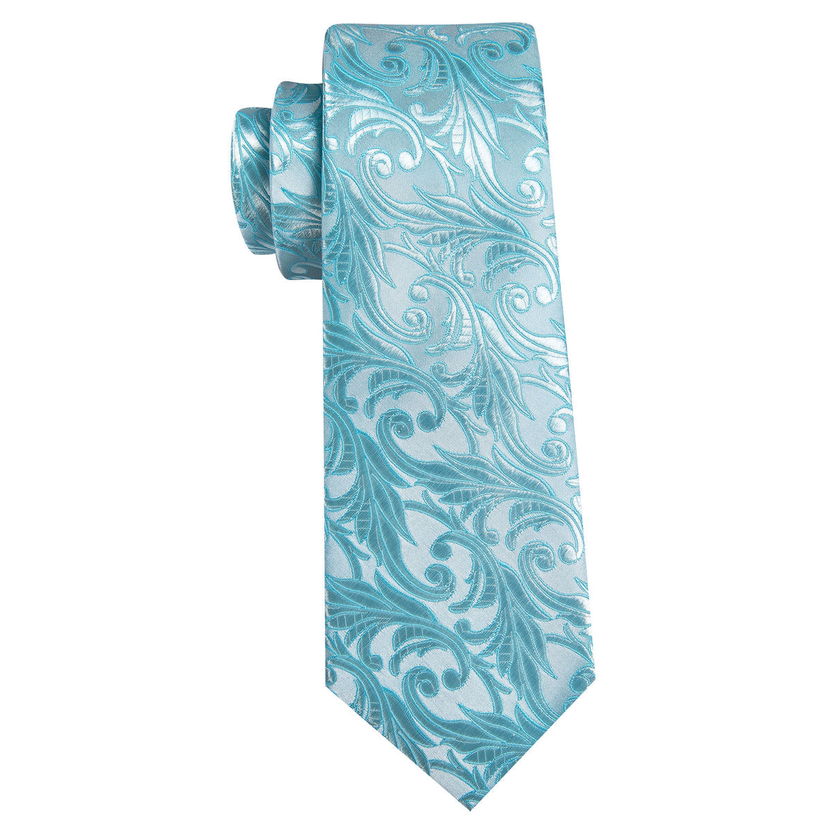 Floral Sea Foam Silk Tie, Pocket Square and Cufflinks Set tie sets - Sophisticated Gentlemen
