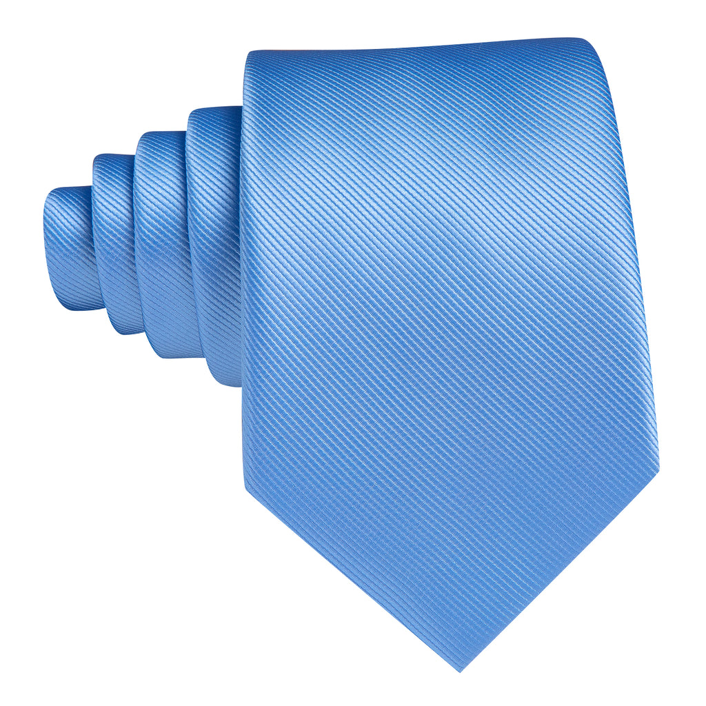 Sky Blue Solid Silk Tie, Pocket Square and Cufflinks Set tie sets - Sophisticated Gentlemen