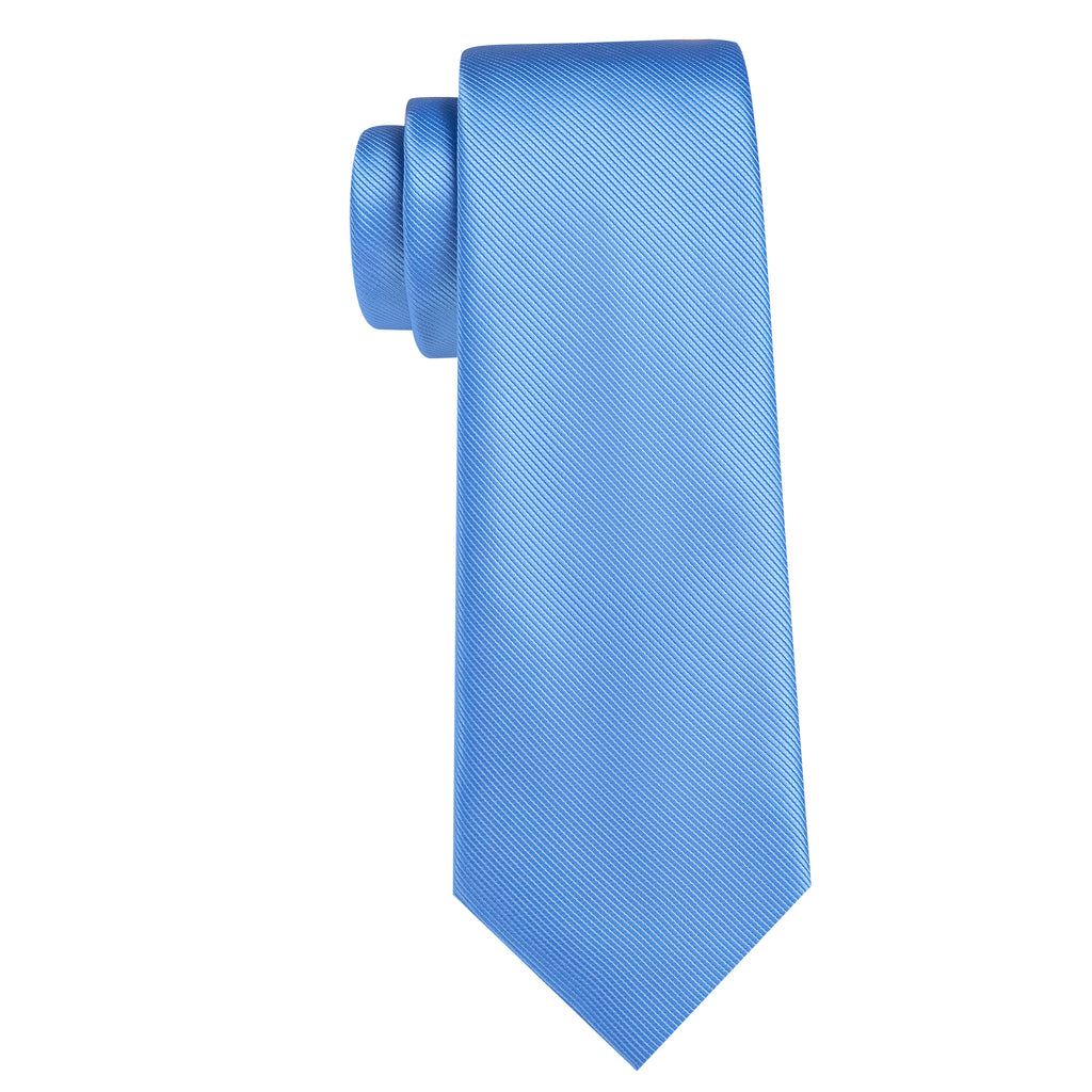 Sky Blue Solid Silk Tie, Pocket Square and Cufflinks Set tie sets - Sophisticated Gentlemen