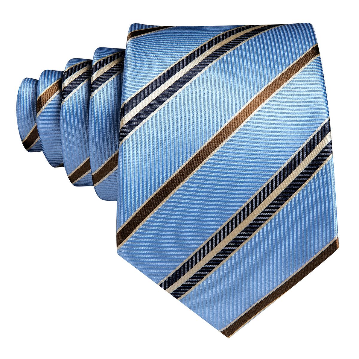 Blue, Brown and Black Striped Tie, Pocket Square and Cufflinks tie sets - Sophisticated Gentlemen