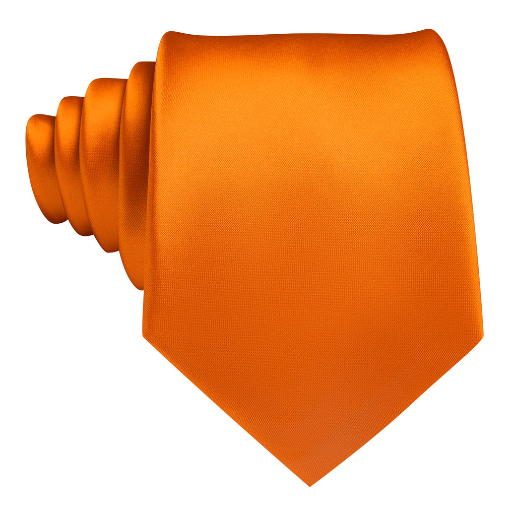 Orange Solid Silk Tie, Pocket Square and Cufflinks Set tie sets - Sophisticated Gentlemen