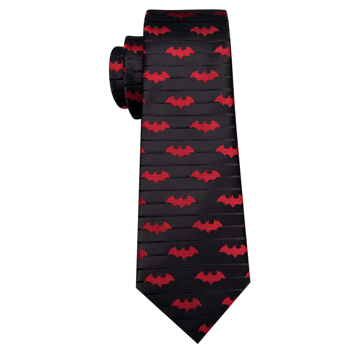 Black & Red Jacquard Bat Silk Tie Set with Pocket Square and Cufflinks tie sets    - Sophisticated Gentlemen