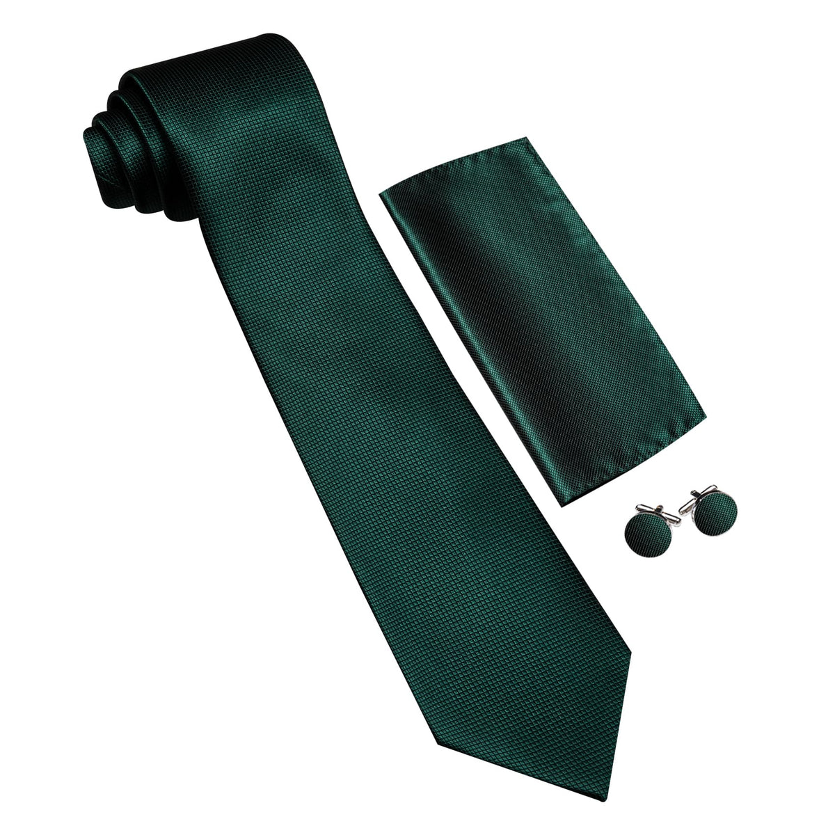 Dark Green Plaid Tie, Pocket Square and Cufflinks Set tie sets - Sophisticated Gentlemen