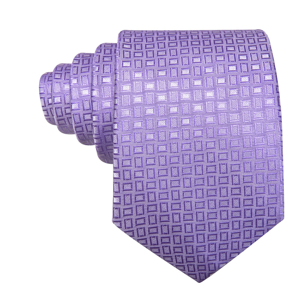 Lavender Purple Plaid Tie, Pocket Square and Cufflinks Set tie sets - Sophisticated Gentlemen