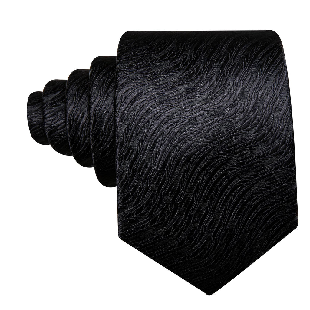 Black Geometric Tie, Pocket Square and Cufflinks Set tie sets - Sophisticated Gentlemen