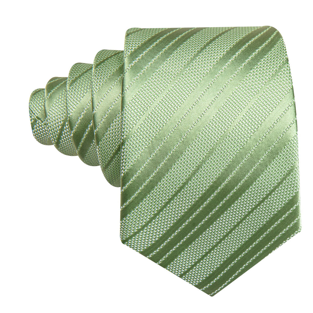 Aquamarine Green Striped Tie, Pocket Square and Cufflinks Set tie sets - Sophisticated Gentlemen