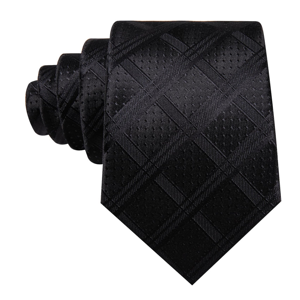 Black Plaid Tie, Pocket Square and Cufflinks Set tie sets - Sophisticated Gentlemen