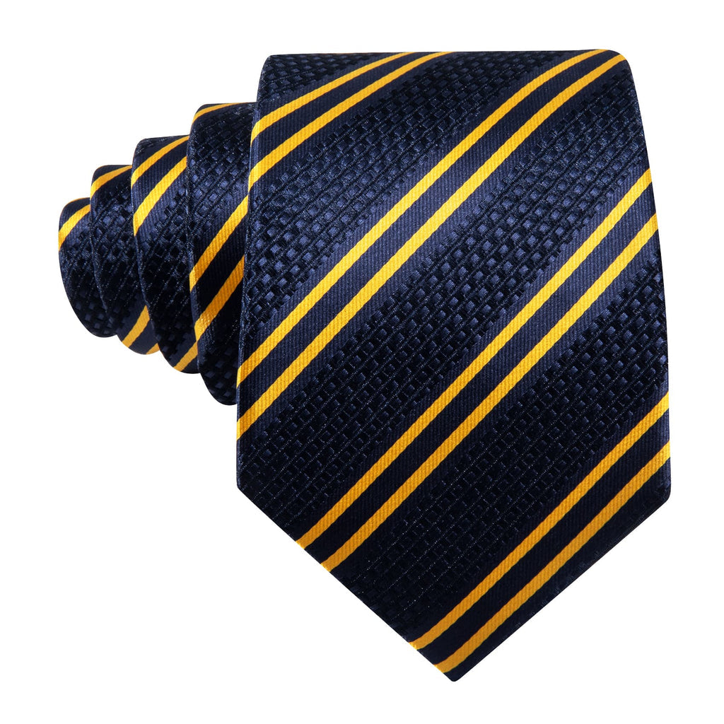 Blue Yellow Striped Tie, Pocket Square and Cufflinks Set tie sets - Sophisticated Gentlemen