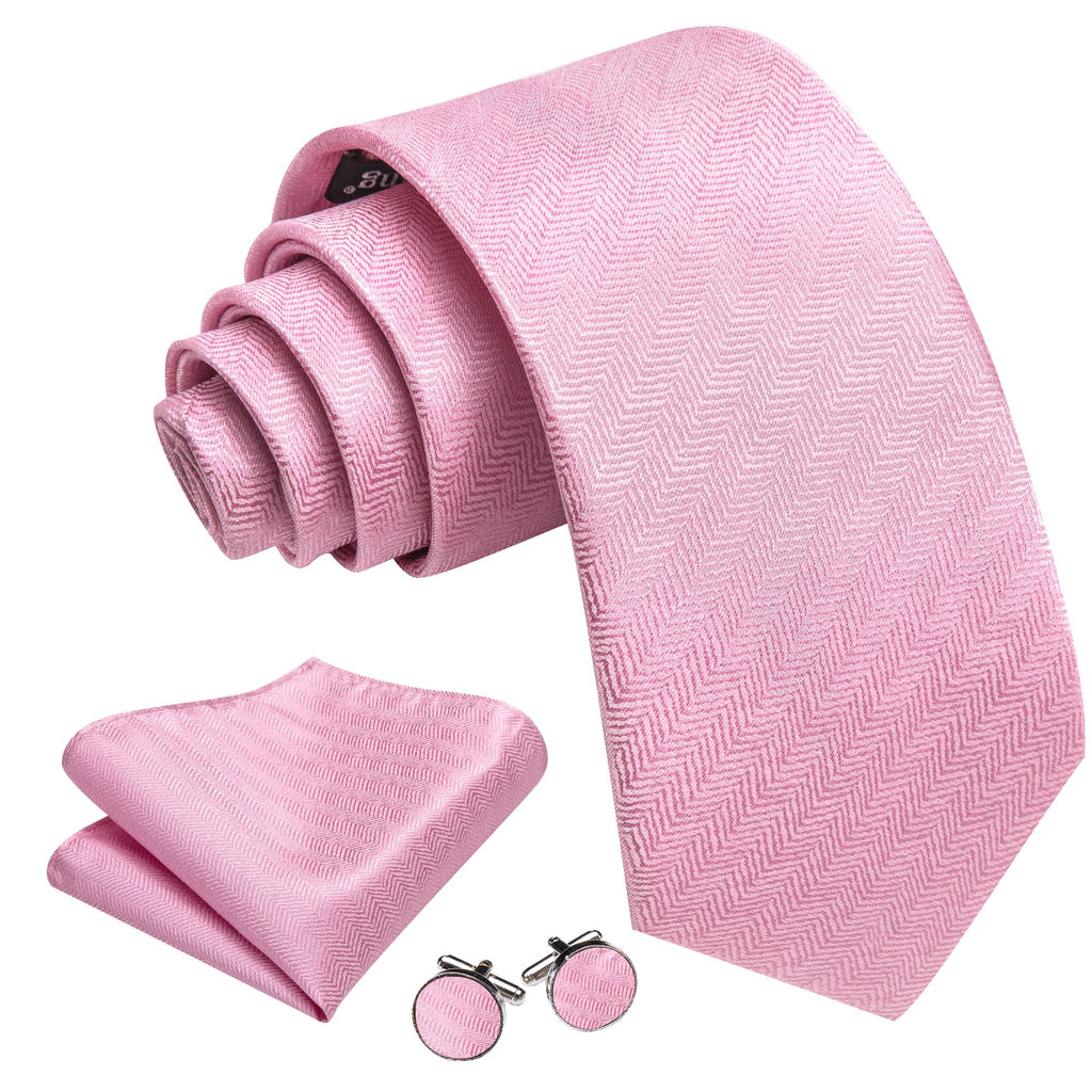 Pink Geometric Tie, Pocket Square and Cufflinks Set tie sets - Sophisticated Gentlemen