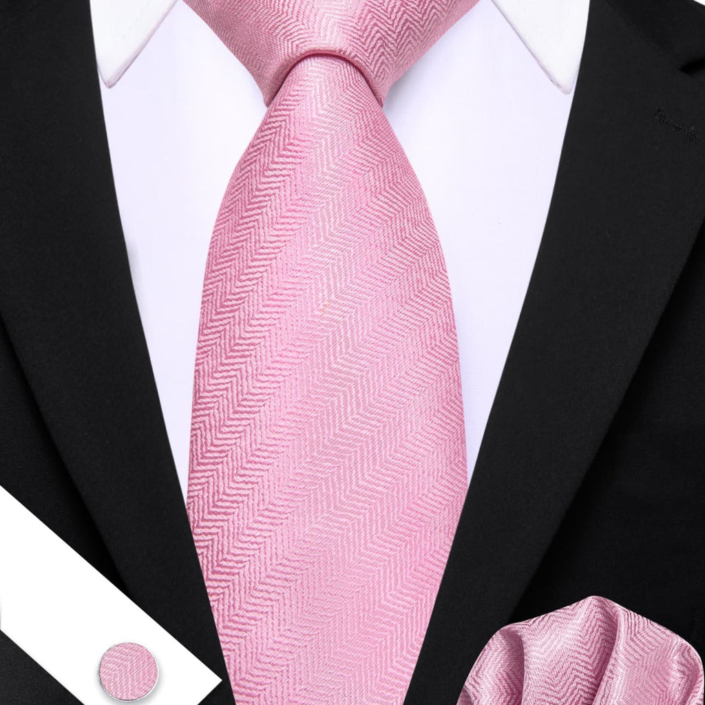 Pink Geometric Tie, Pocket Square and Cufflinks Set tie sets - Sophisticated Gentlemen