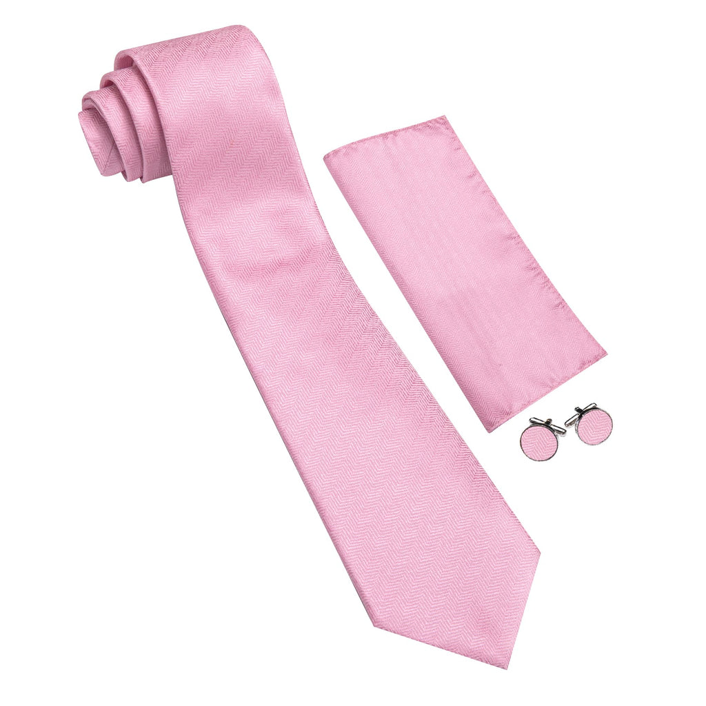 Pink Geometric Tie, Pocket Square and Cufflinks Set tie sets - Sophisticated Gentlemen