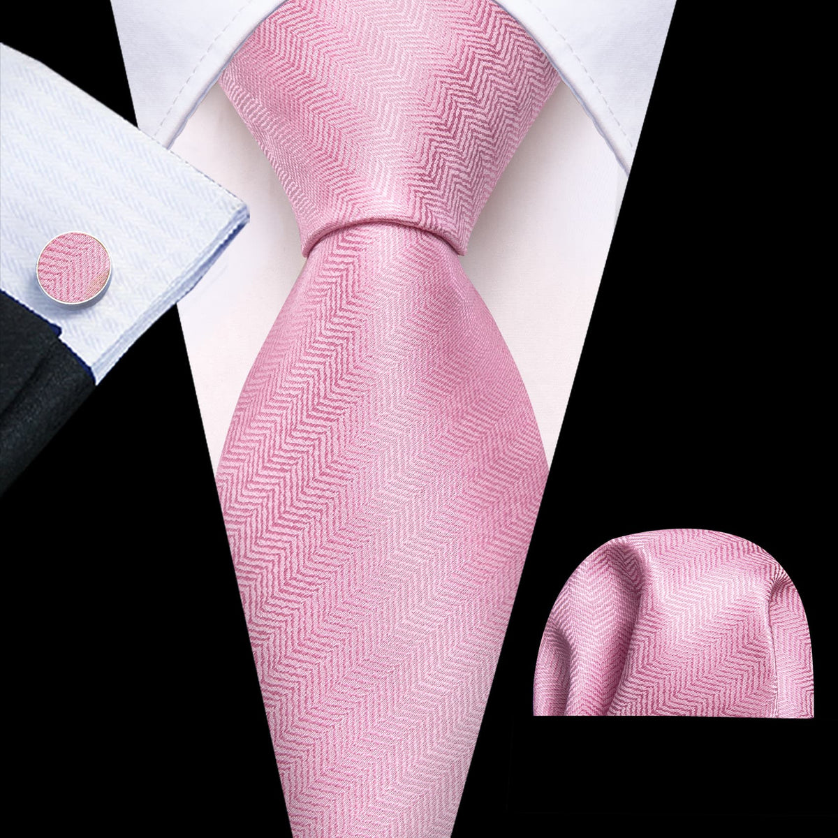Pink Geometric Tie, Pocket Square and Cufflinks Set tie sets - Sophisticated Gentlemen