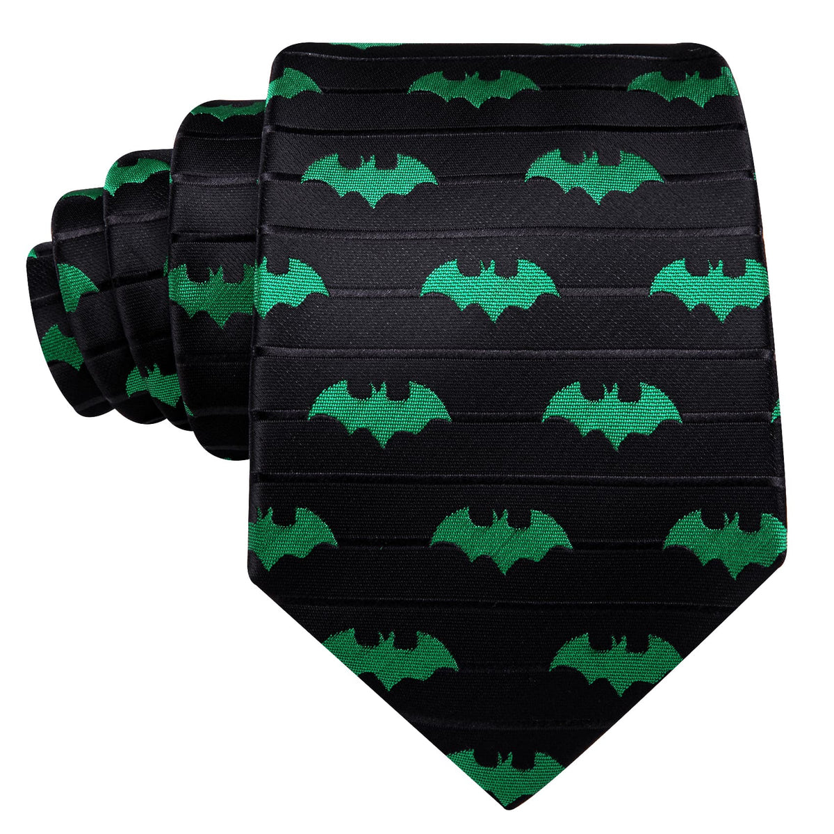Green & Black Jacquard Bat Tie Set with Pocket Square and Cufflinks tie sets - Sophisticated Gentlemen