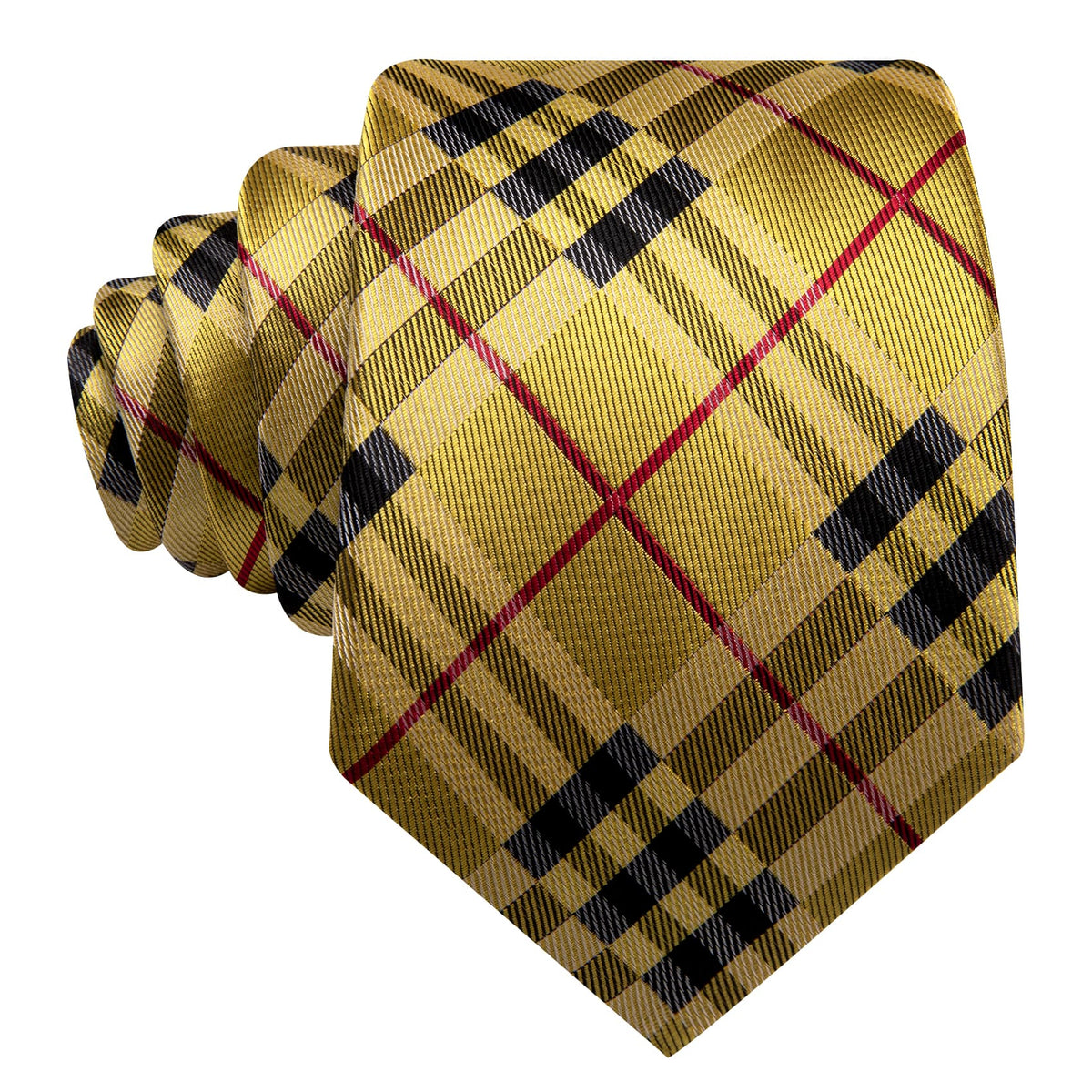 Yellow Red Lines Tie, Pocket Square and Cufflinks Set tie sets - Sophisticated Gentlemen
