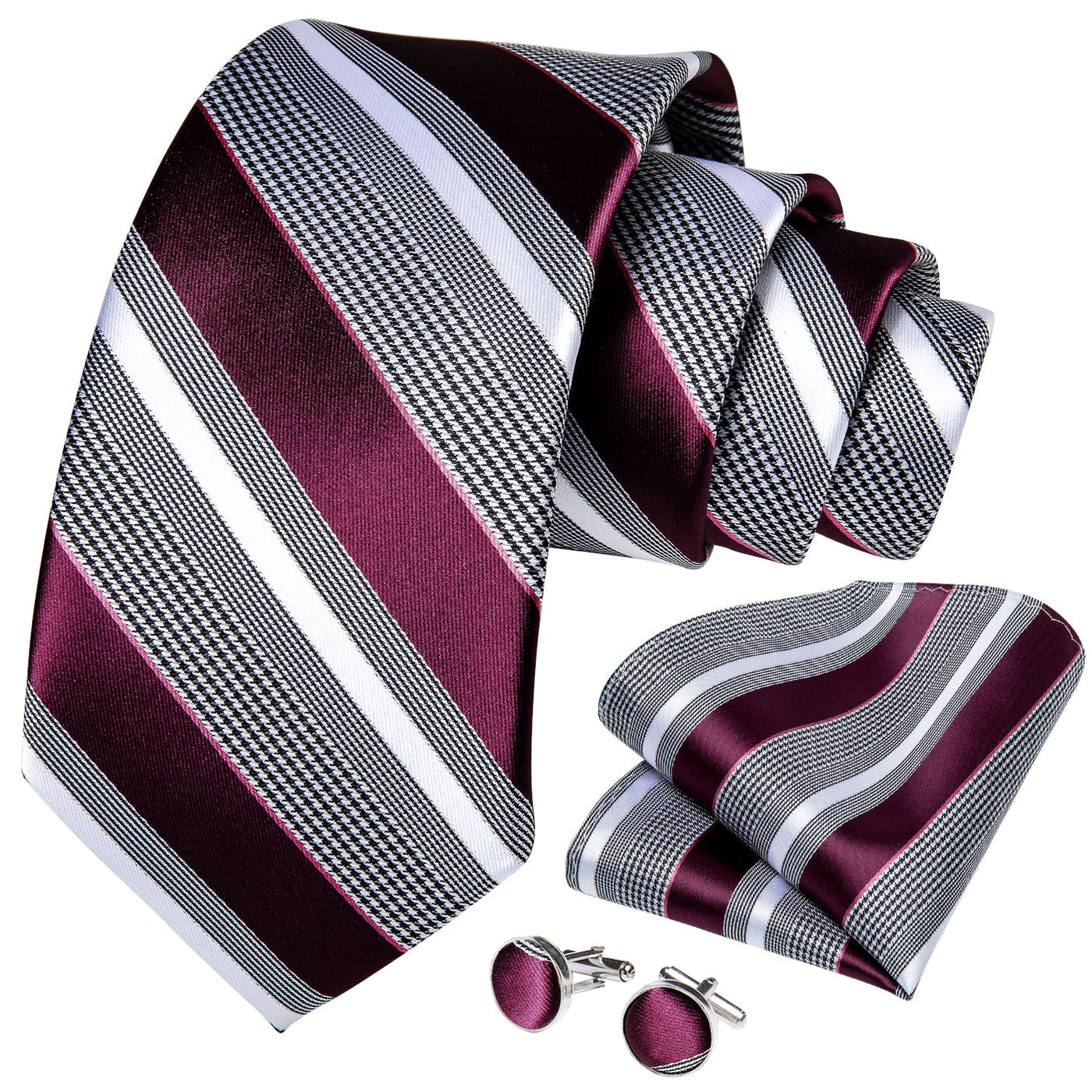 Red Stripes Silk Tie Set tie set - Sophisticated Gentlemen