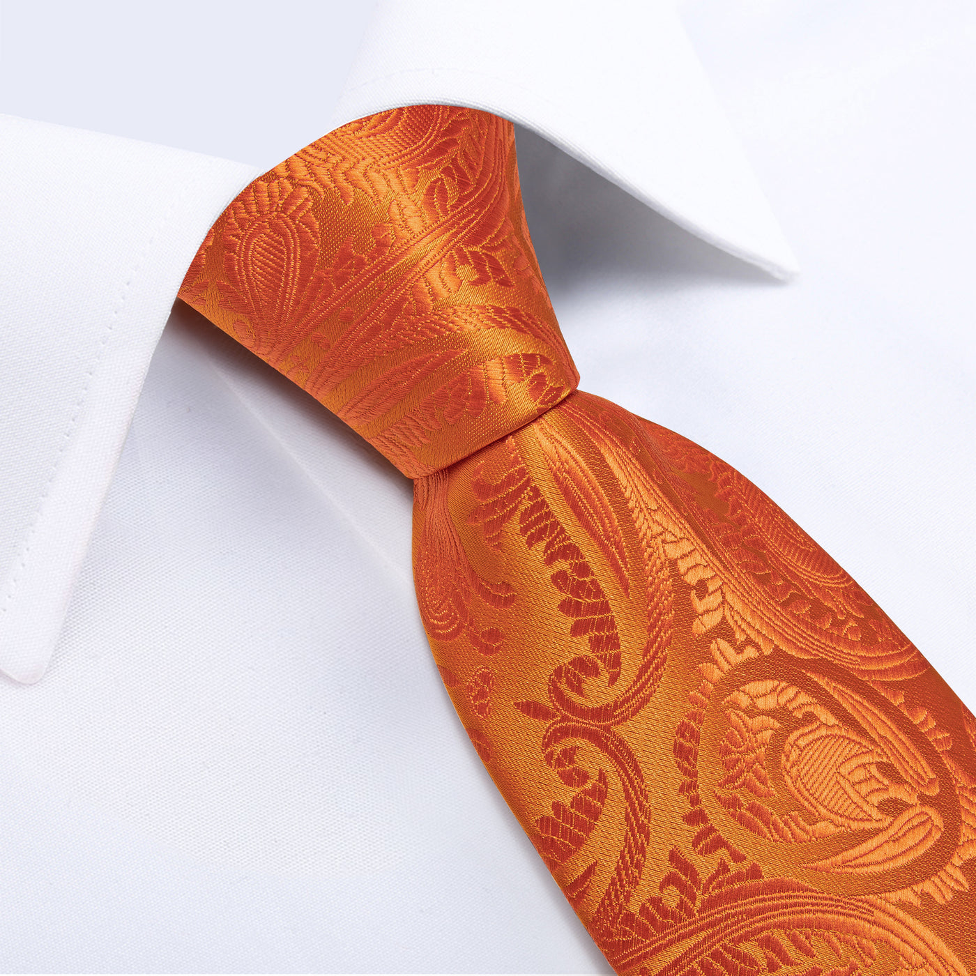 Orange Paisley Silk Tie, Pocket Square & Cufflinks Set tie sets - Sophisticated Gentlemen