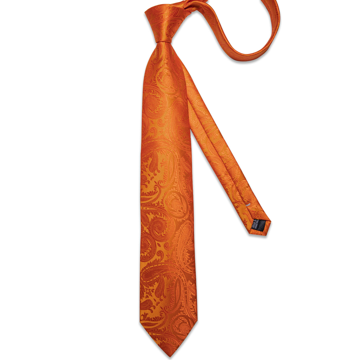Orange Paisley Silk Tie, Pocket Square & Cufflinks Set tie sets - Sophisticated Gentlemen