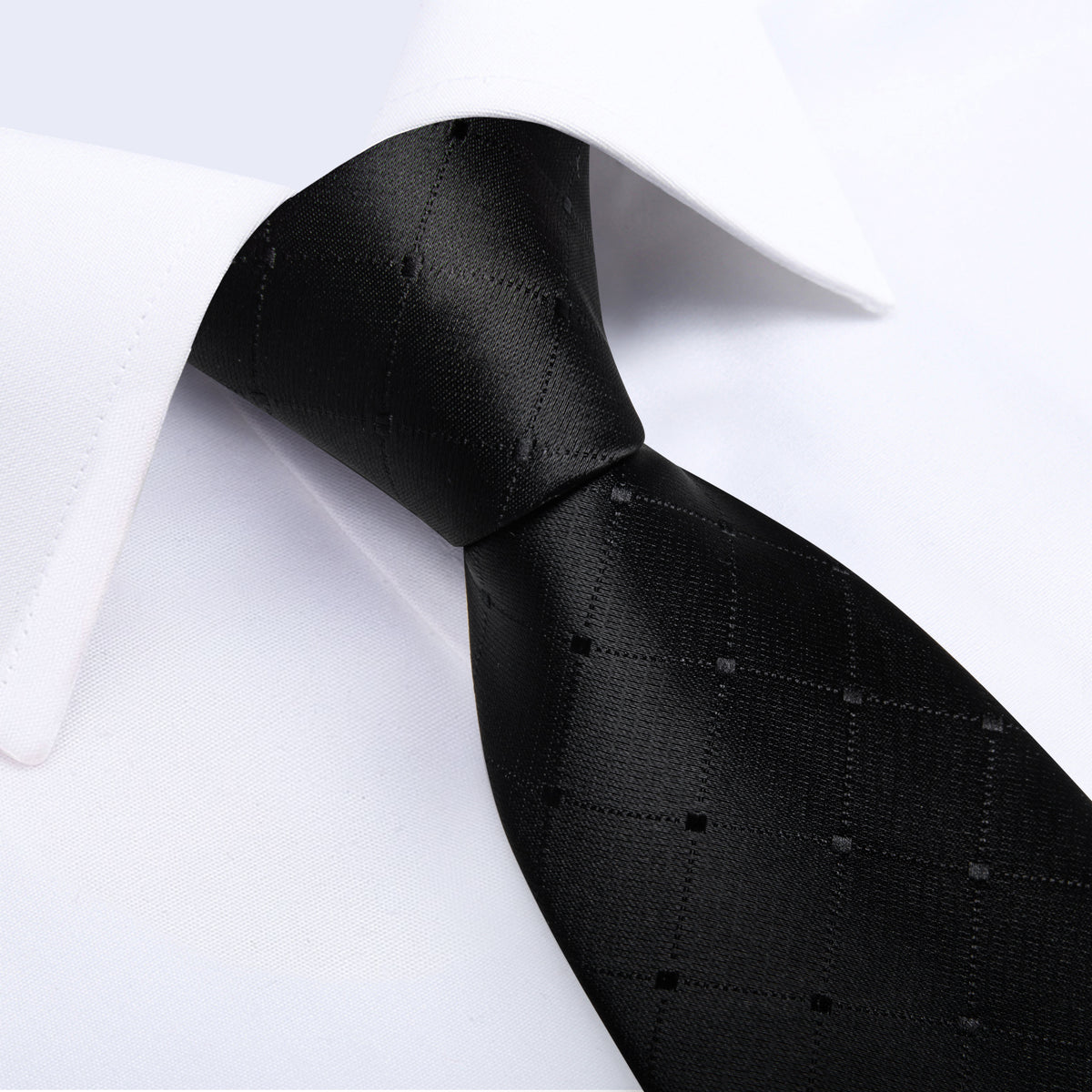 Black Plaid Tie, Pocket Square, Cufflinks and Tie Clip tie sets - Sophisticated Gentlemen
