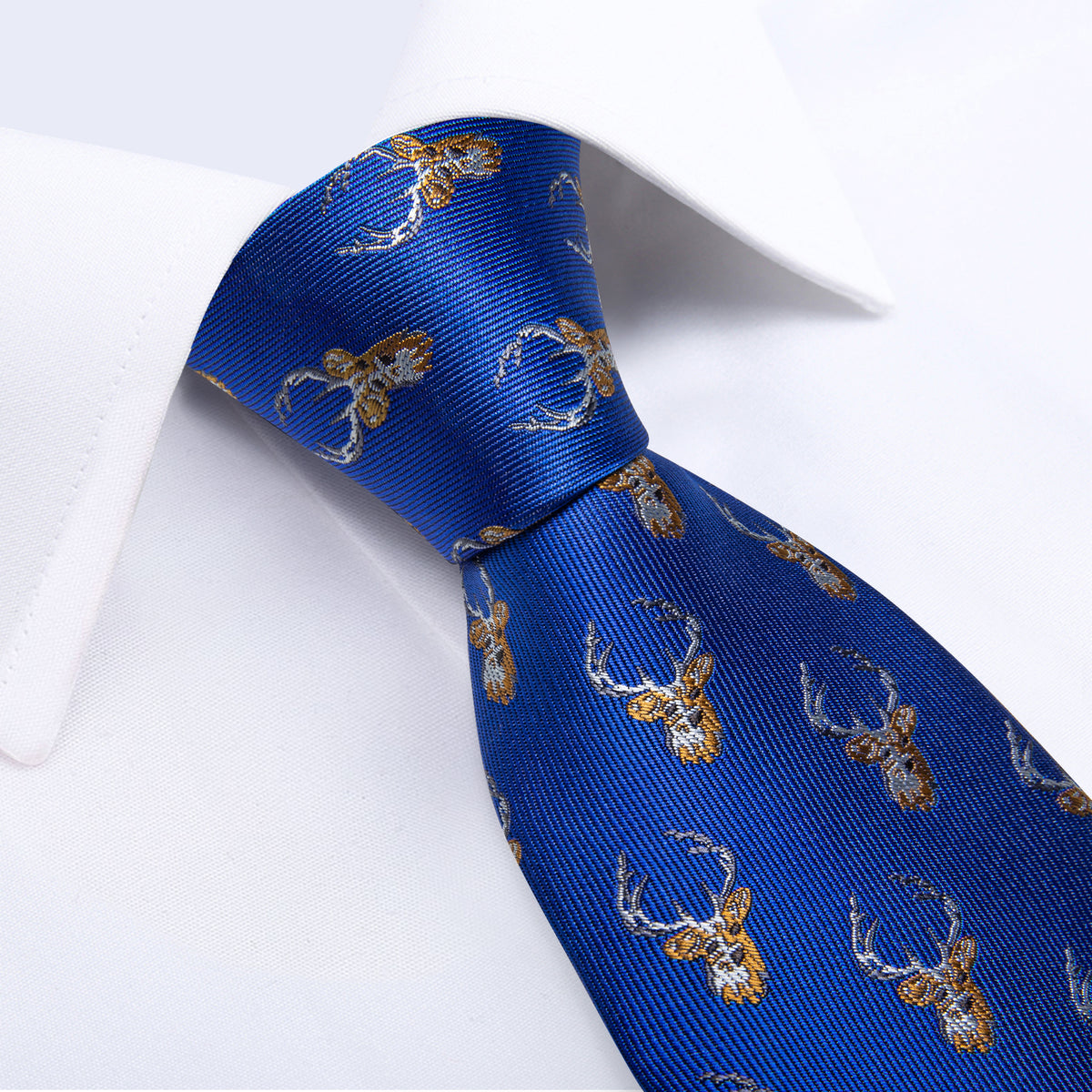 Blue and Brown Deers Tie, Pocket Square, Cufflinks and Tie Clip tie sets - Sophisticated Gentlemen