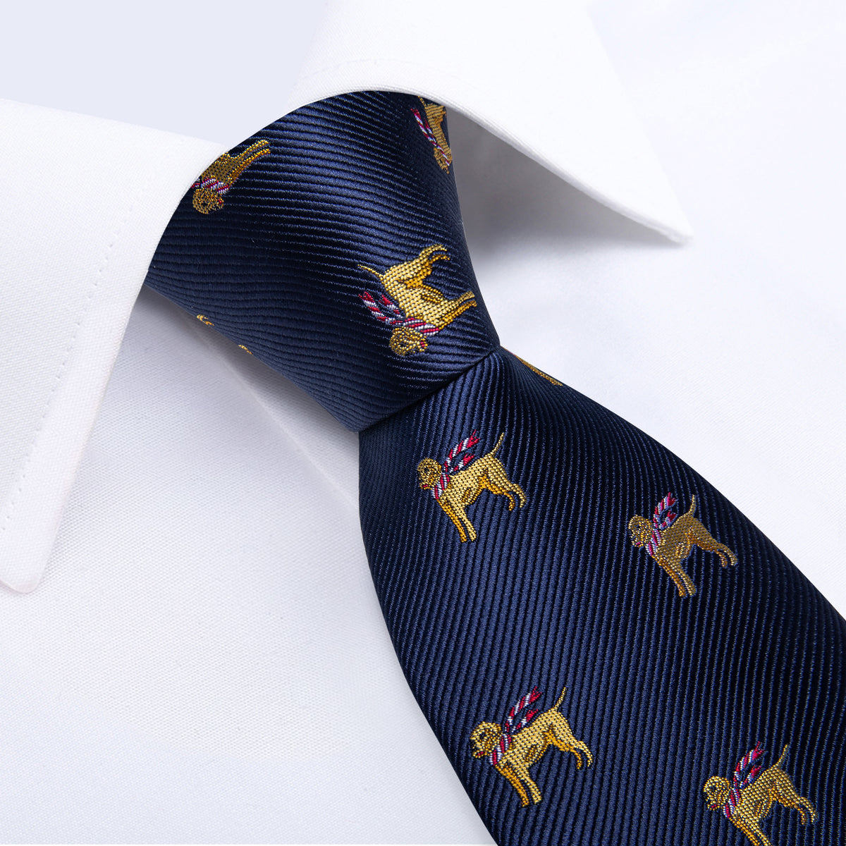 Blue and Yellow Dogs Tie, Pocket Square, Cufflinks and Tie Clip tie sets - Sophisticated Gentlemen