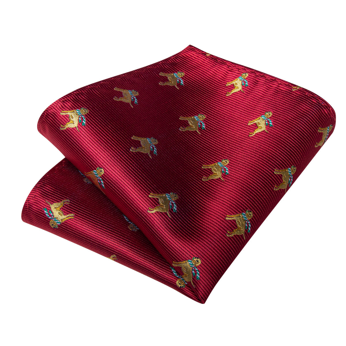 Red and Yellow Dogs Tie, Pocket Square, Cufflinks and Tie Clip tie sets - Sophisticated Gentlemen