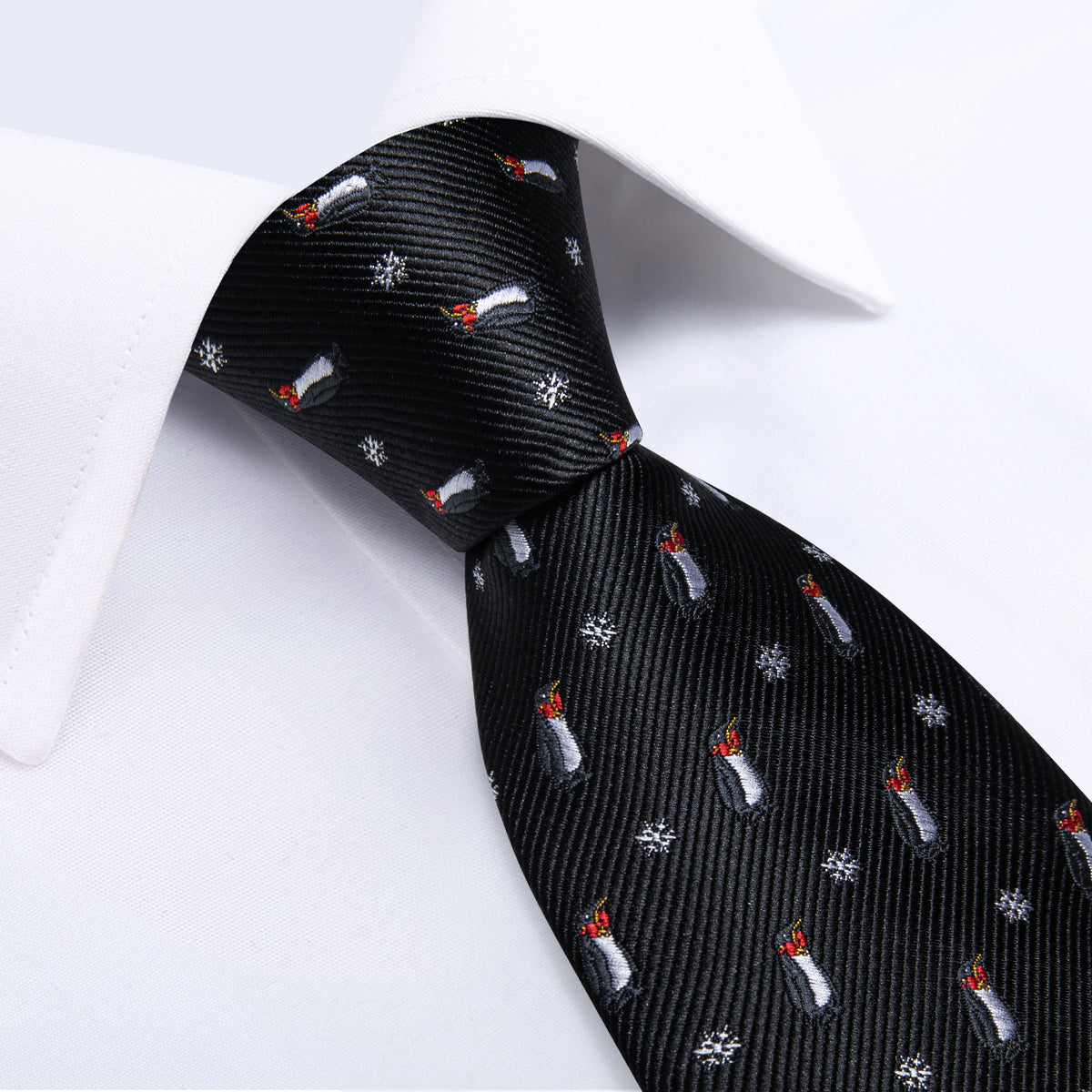 Penguins and Snowflakes Tie, Pocket Square, Cufflinks and Tie Clip tie sets - Sophisticated Gentlemen
