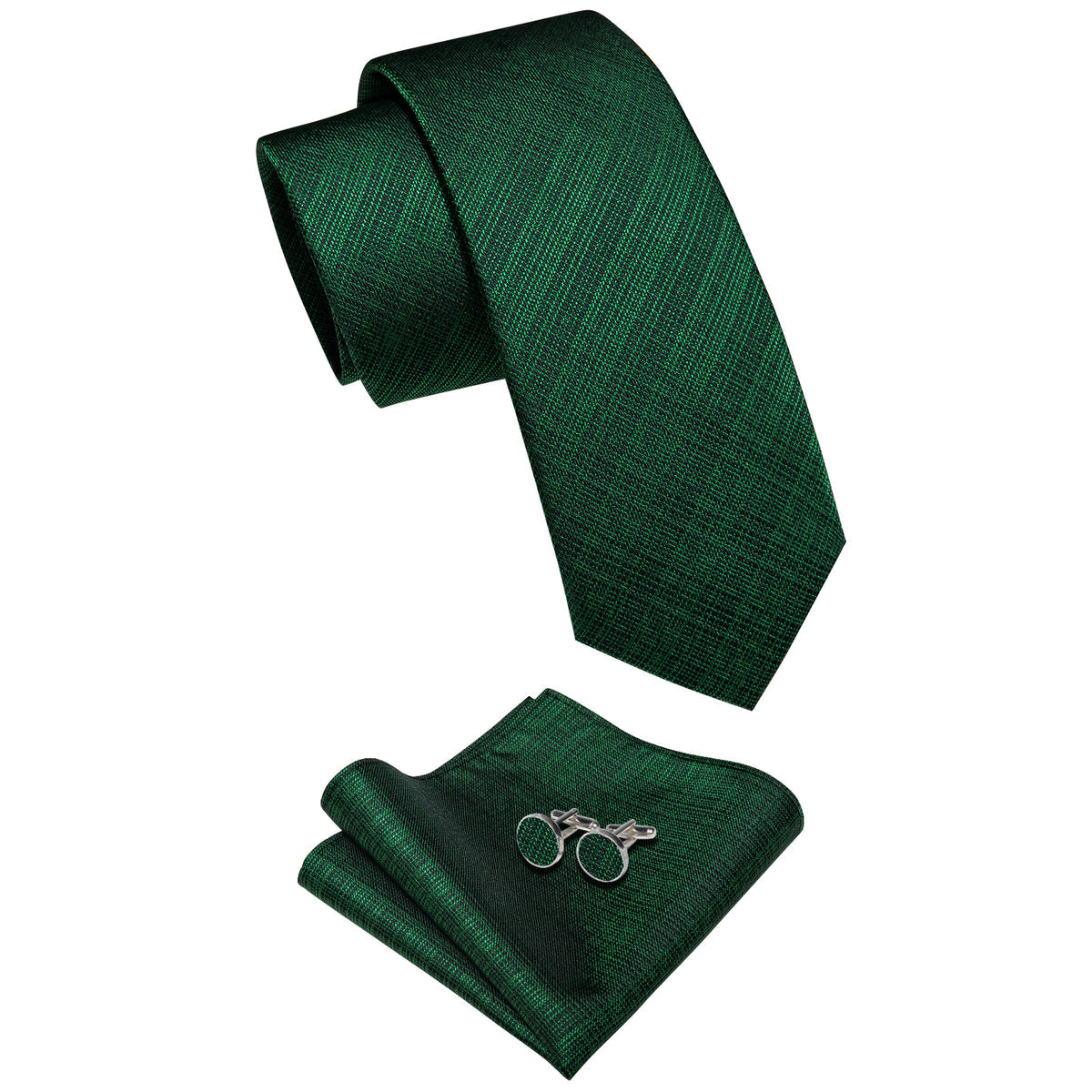 Green and Black Striped Silk Tie Pocket Square and Cufflinks tie sets - Sophisticated Gentlemen