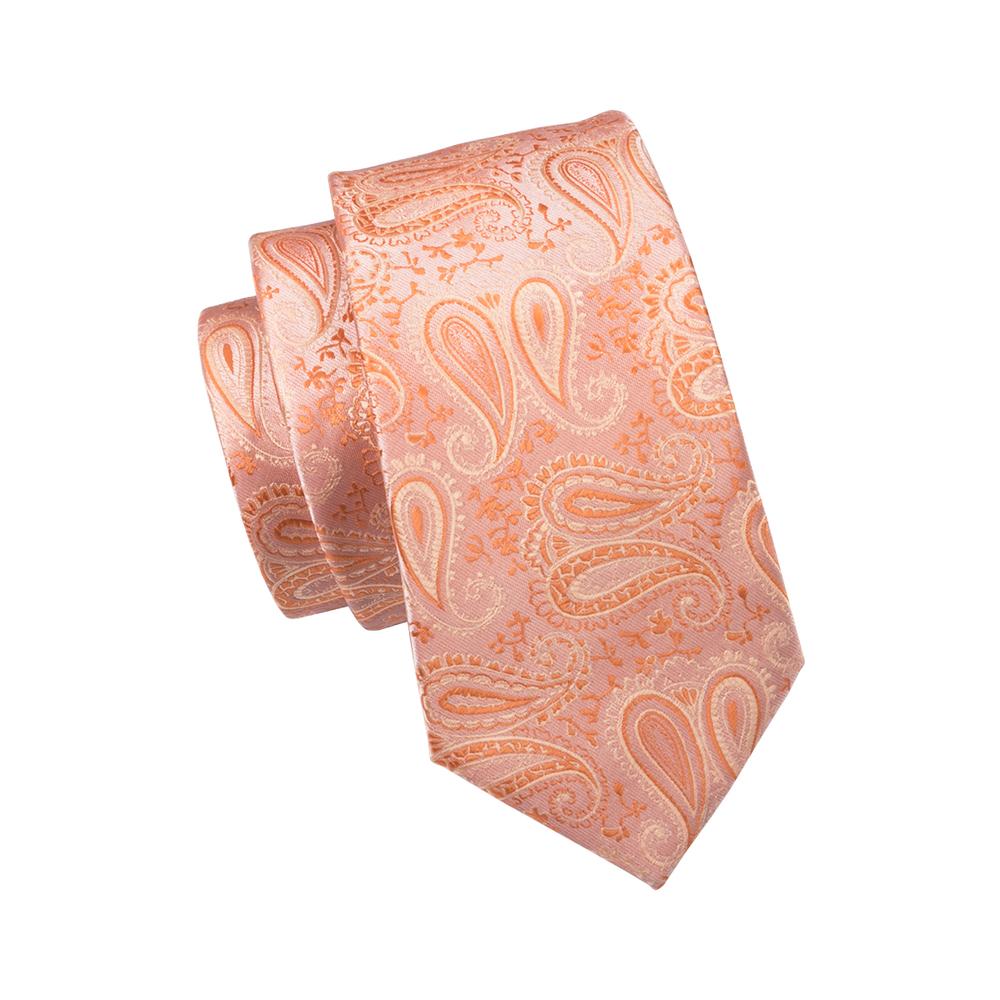 Peach Paisley Tie, Pocket Square and Cufflinks tie sets - Sophisticated Gentlemen