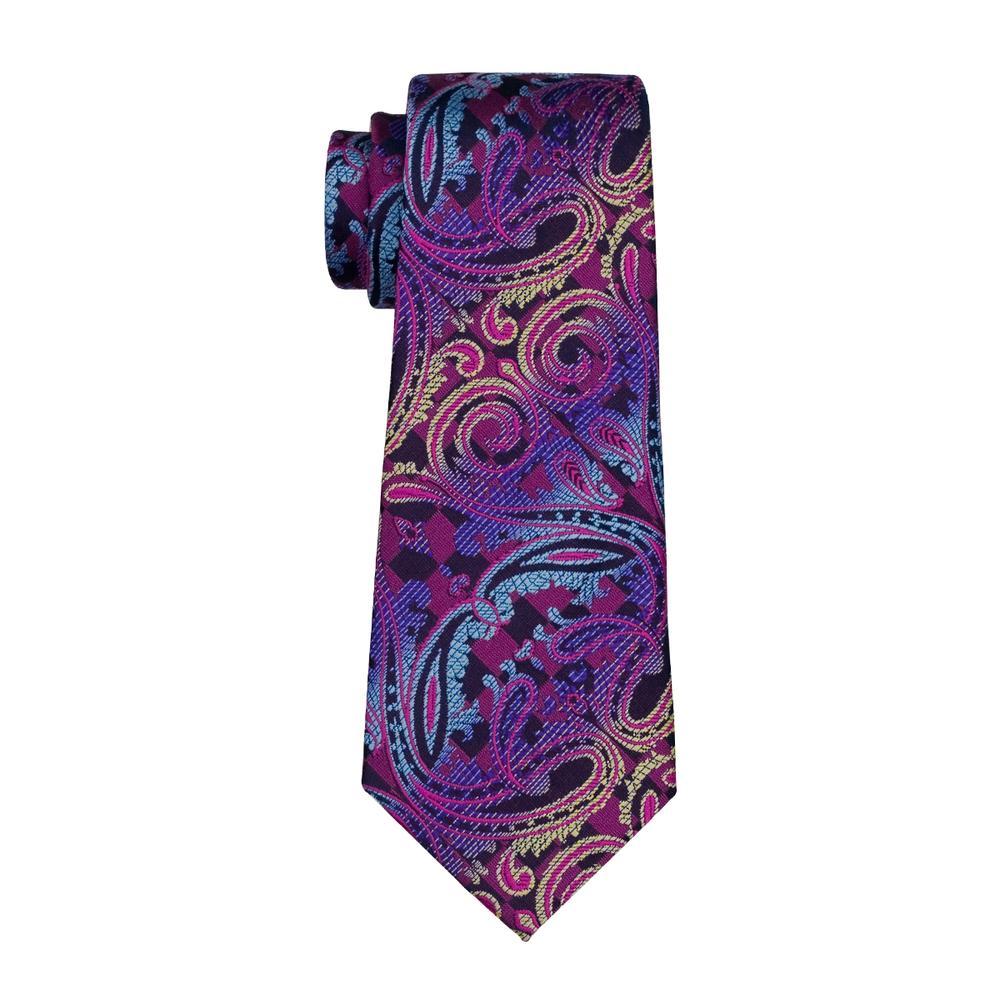 Blue & Purple Paisley Silk Tie, Pocket Square & Cufflinks Set tie sets - Sophisticated Gentlemen