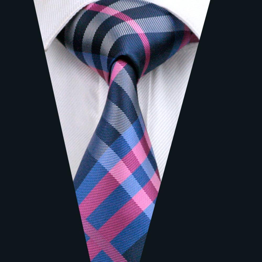 Classic Deep Blue Pink Plaid Tie, Pocket Square and Cufflinks Set tie sets - Sophisticated Gentlemen
