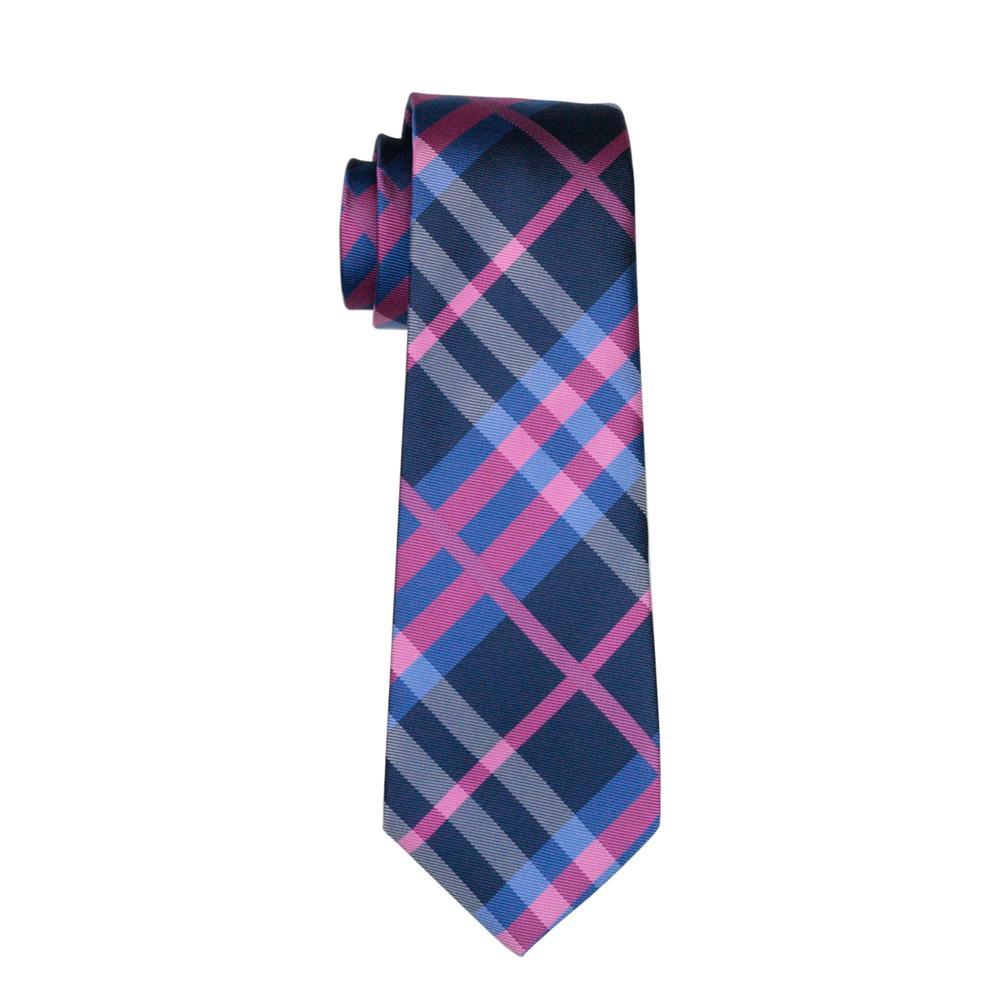 Classic Deep Blue Pink Plaid Tie, Pocket Square and Cufflinks Set tie sets - Sophisticated Gentlemen