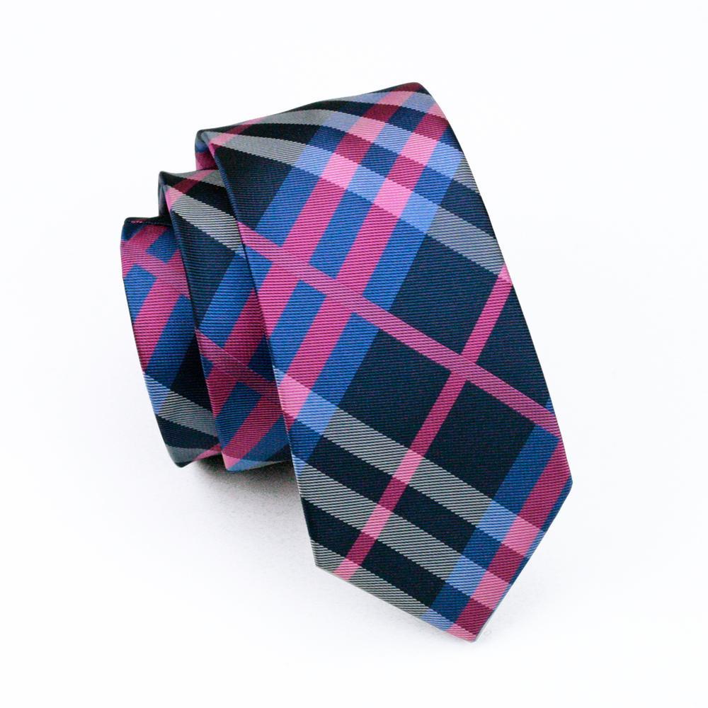 Classic Deep Blue Pink Plaid Tie, Pocket Square and Cufflinks Set tie sets - Sophisticated Gentlemen