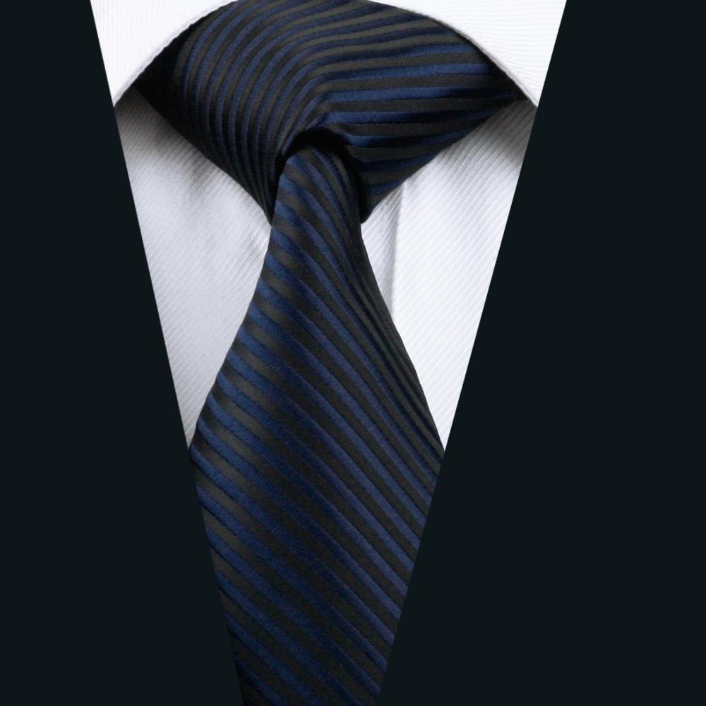 Black & Royal Blue Striped Silk Tie, Pocket Square & Cufflinks Set tie sets - Sophisticated Gentlemen