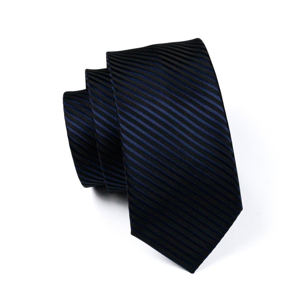 Black & Royal Blue Striped Silk Tie, Pocket Square & Cufflinks Set tie sets - Sophisticated Gentlemen