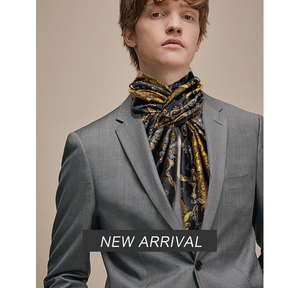 Luxury Black Yellow Floral Scarf Scarf - Sophisticated Gentlemen