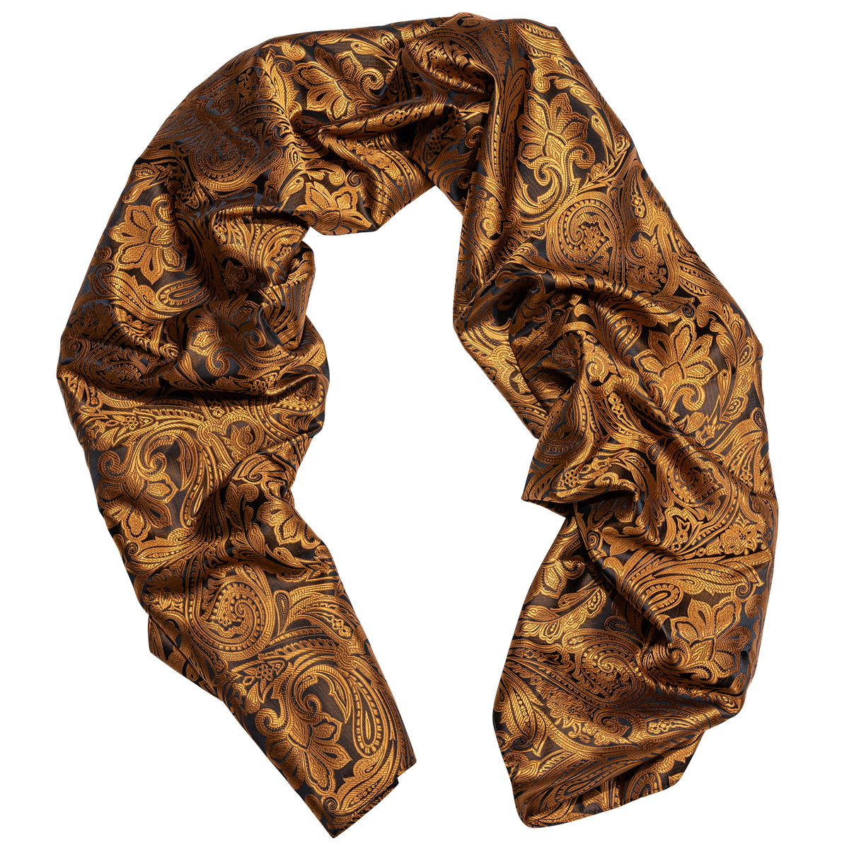 Luxury Gold Black Floral Silk Scarf Scarf - Sophisticated Gentlemen
