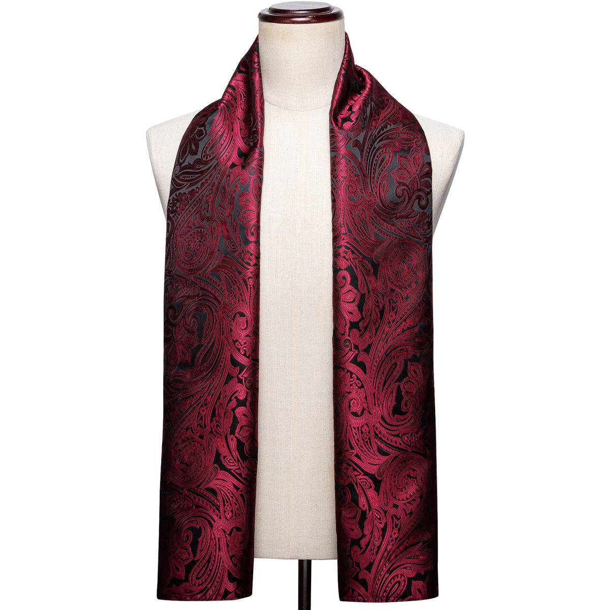 Luxury Red Black Floral Silk Scarf Scarf - Sophisticated Gentlemen