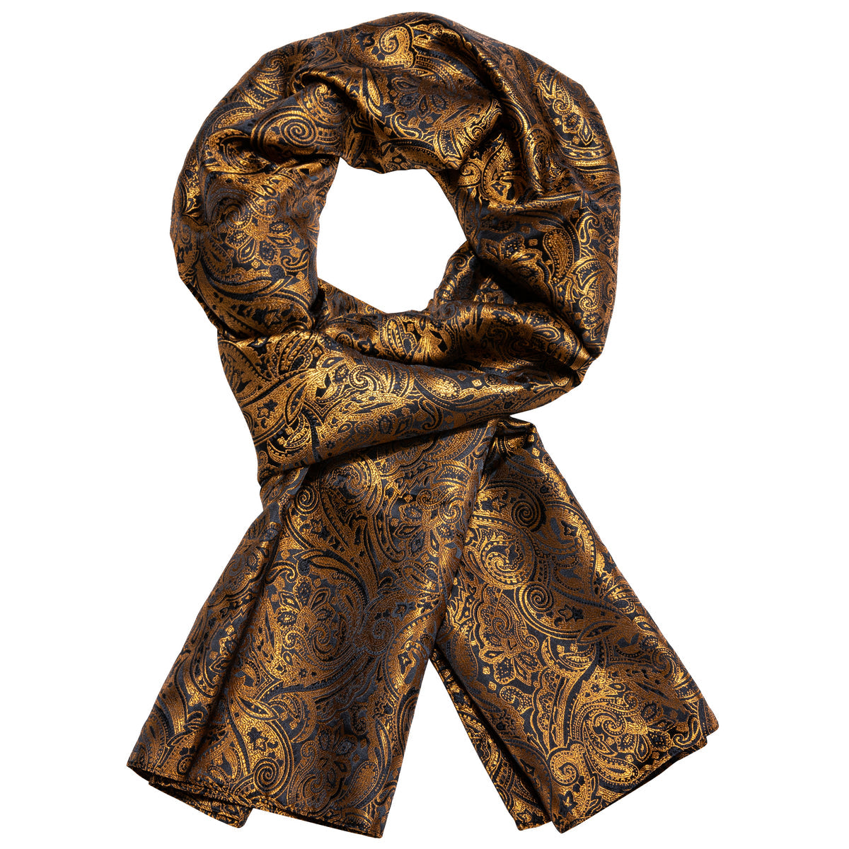 Gold Black Shining Floral Silk Scarf Scarf - Sophisticated Gentlemen