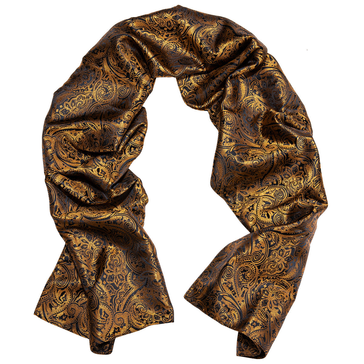 Gold Black Shining Floral Silk Scarf Scarf - Sophisticated Gentlemen