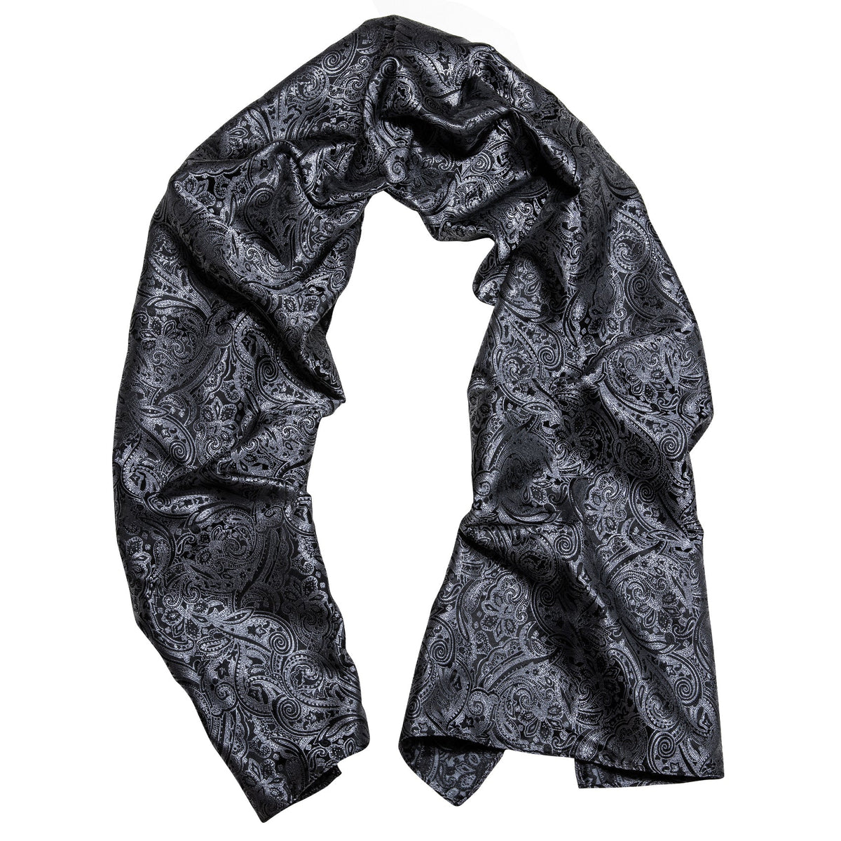 Luxury Black Silver Floral Scarf Scarf - Sophisticated Gentlemen